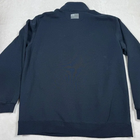 Carhartt Mens Navy Blue Quarter Zip Sweatshirt Fluor Logo American Flag  XLarge - Picture 4 of 7